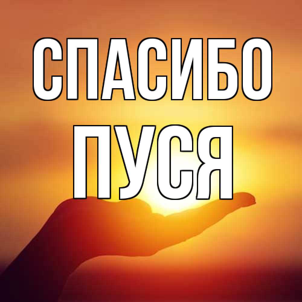 Открытка на каждый день с именем, Пуся Спасибо закат Прикольная открытка с пожеланием онлайн скачать бесплатно 