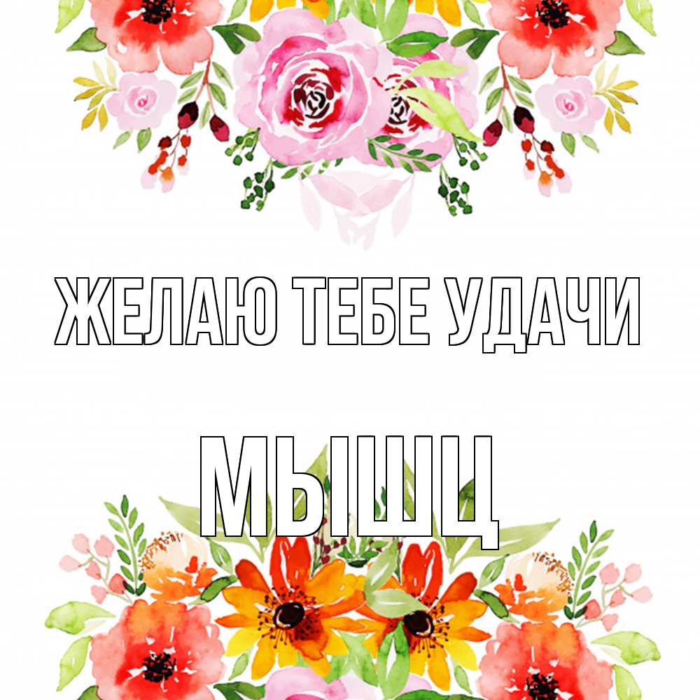 Открытка на каждый день с именем, Мышц Желаю тебе удачи открытка с цветами акварелью Прикольная открытка с пожеланием онлайн скачать бесплатно 