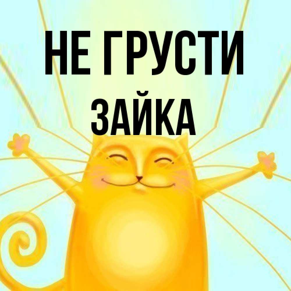 Открытка на каждый день с именем, Зайка Не грусти обнимашки усатые Прикольная открытка с пожеланием онлайн скачать бесплатно 