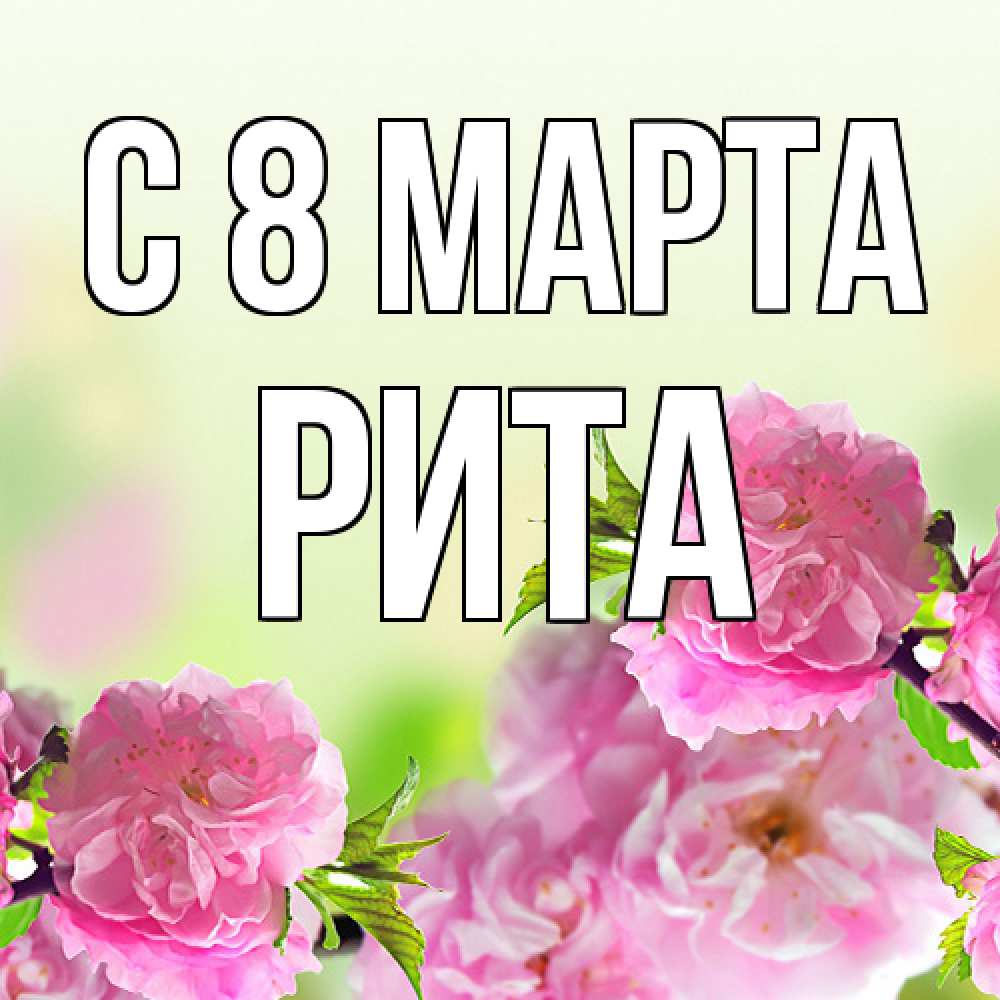 Открытка на каждый день с именем, Рита C 8 МАРТА цветы Прикольная открытка с пожеланием онлайн скачать бесплатно 