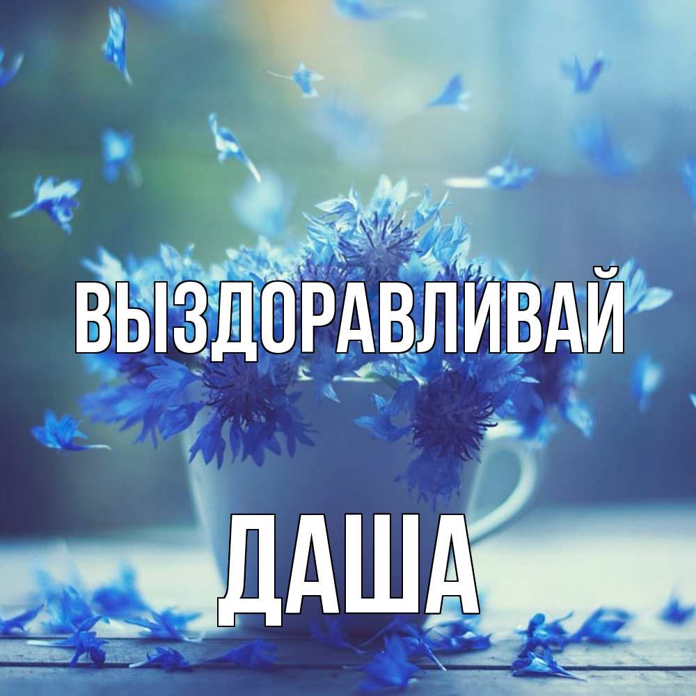 Открытка на каждый день с именем, Даша Выздоравливай кружка с зельем и цветами Прикольная открытка с пожеланием онлайн скачать бесплатно 