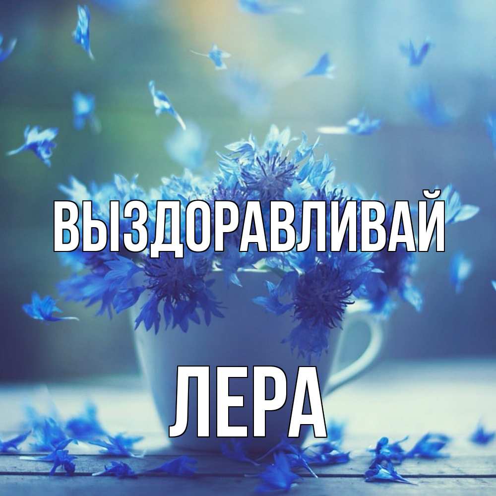 Открытка на каждый день с именем, Лера Выздоравливай кружка с зельем и цветами Прикольная открытка с пожеланием онлайн скачать бесплатно 