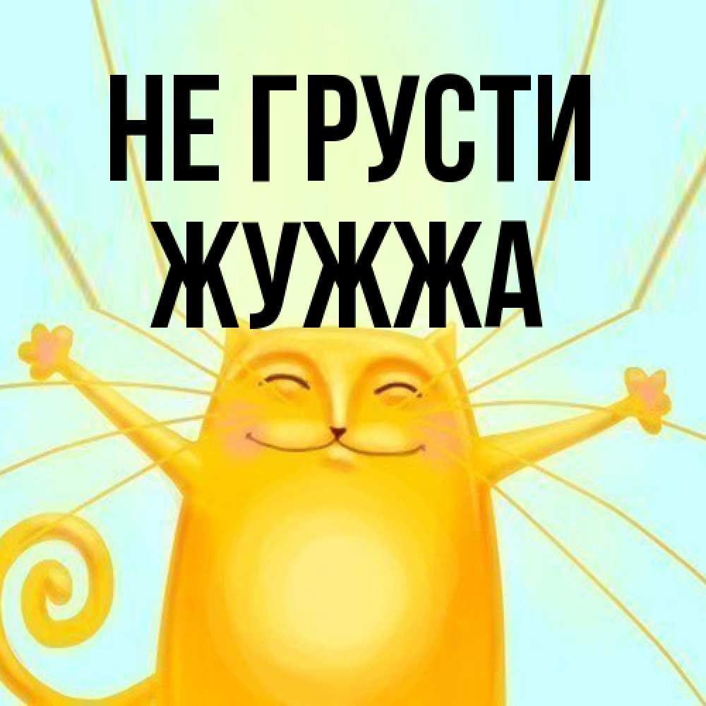 Открытка на каждый день с именем, Жужжа Не грусти обнимашки усатые Прикольная открытка с пожеланием онлайн скачать бесплатно 
